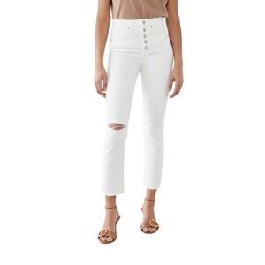Veronica Beard High Rise Slim Straight White Ryleigh Size 25 Cotton Blend Denim
